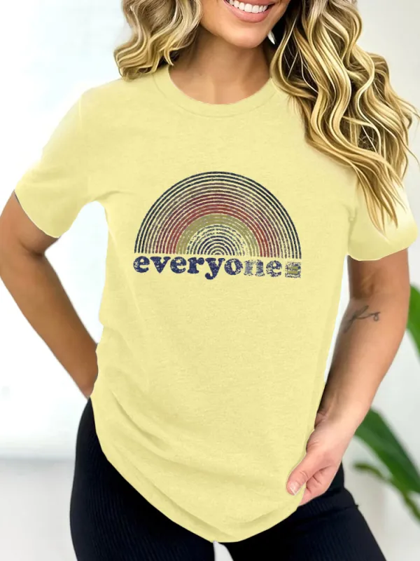 Pure Cotton Round-Neck Short-Sleeved Shirt Everyone Rainbow Long Sleeve Shirt