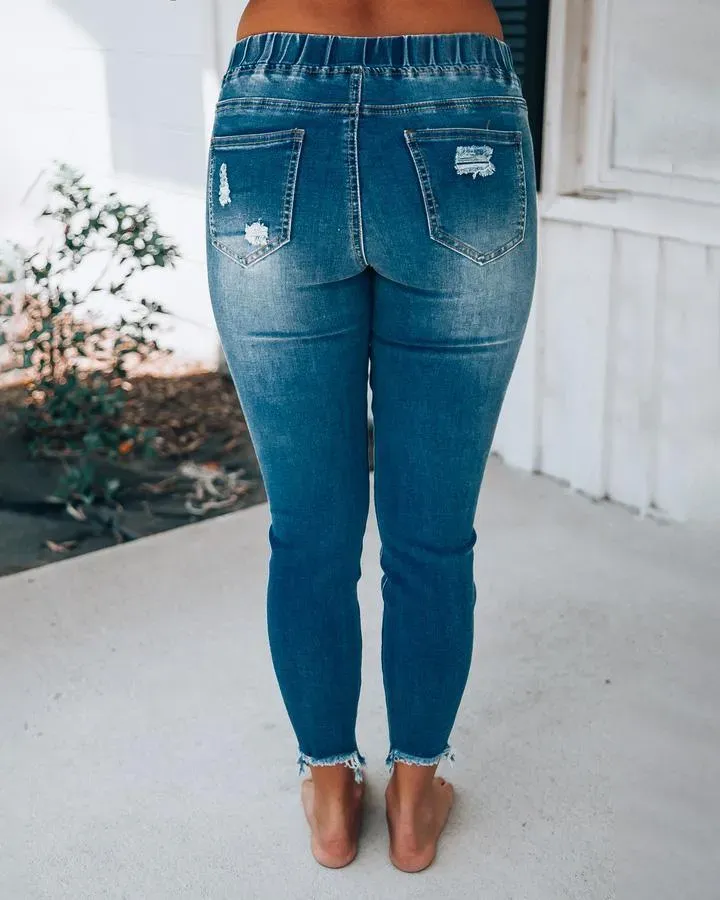 Melarey Distressed Denim Joggers(5 Colors)