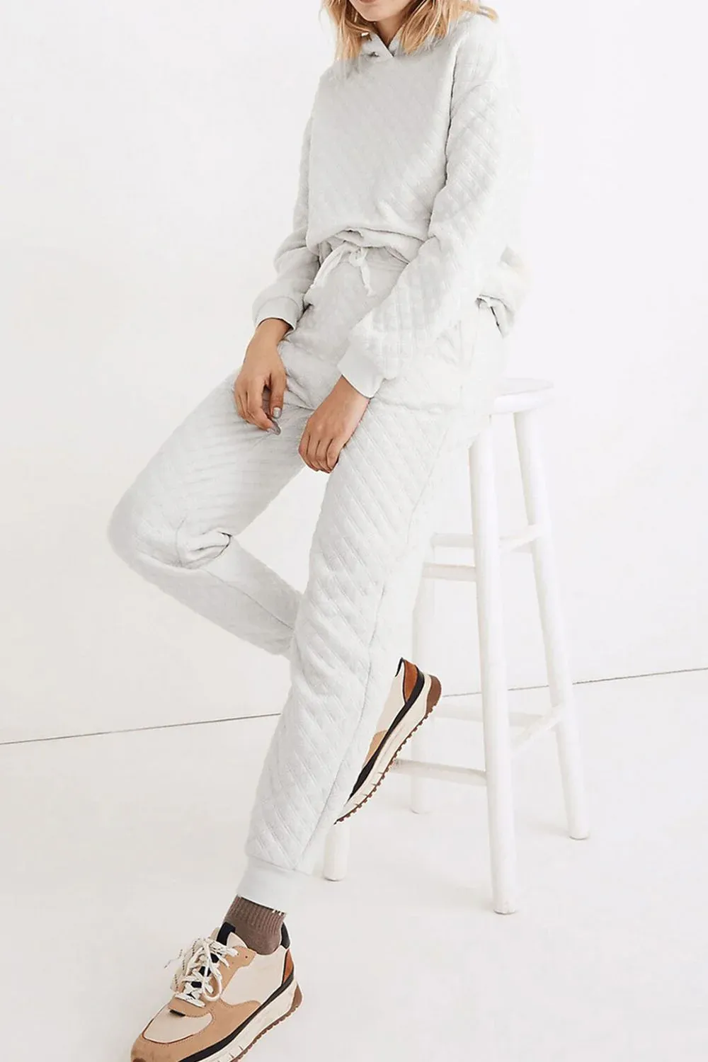Modern Minimalist Movement Loose White  Hoodie