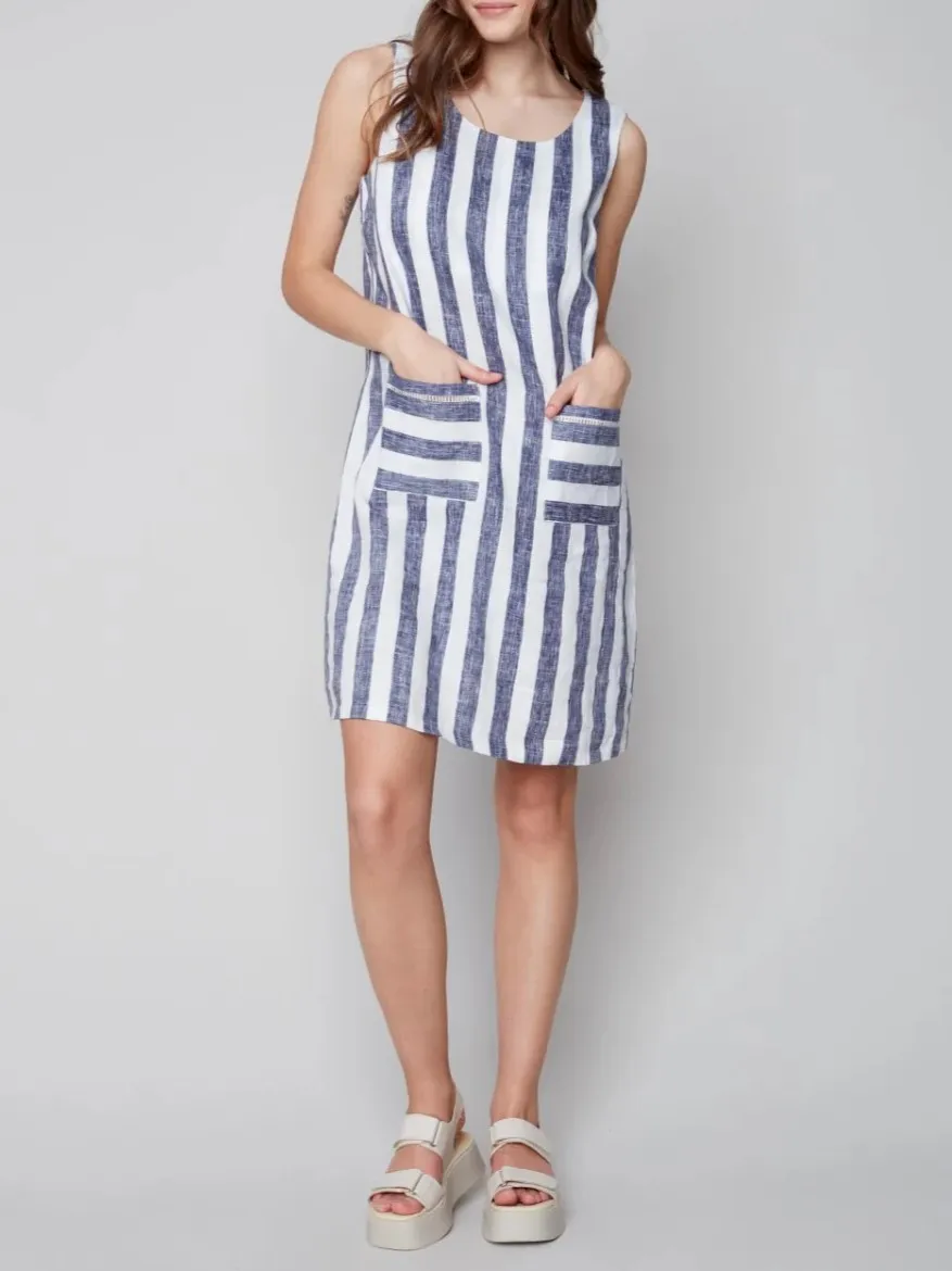 Navy Striped Pocketed Sundress