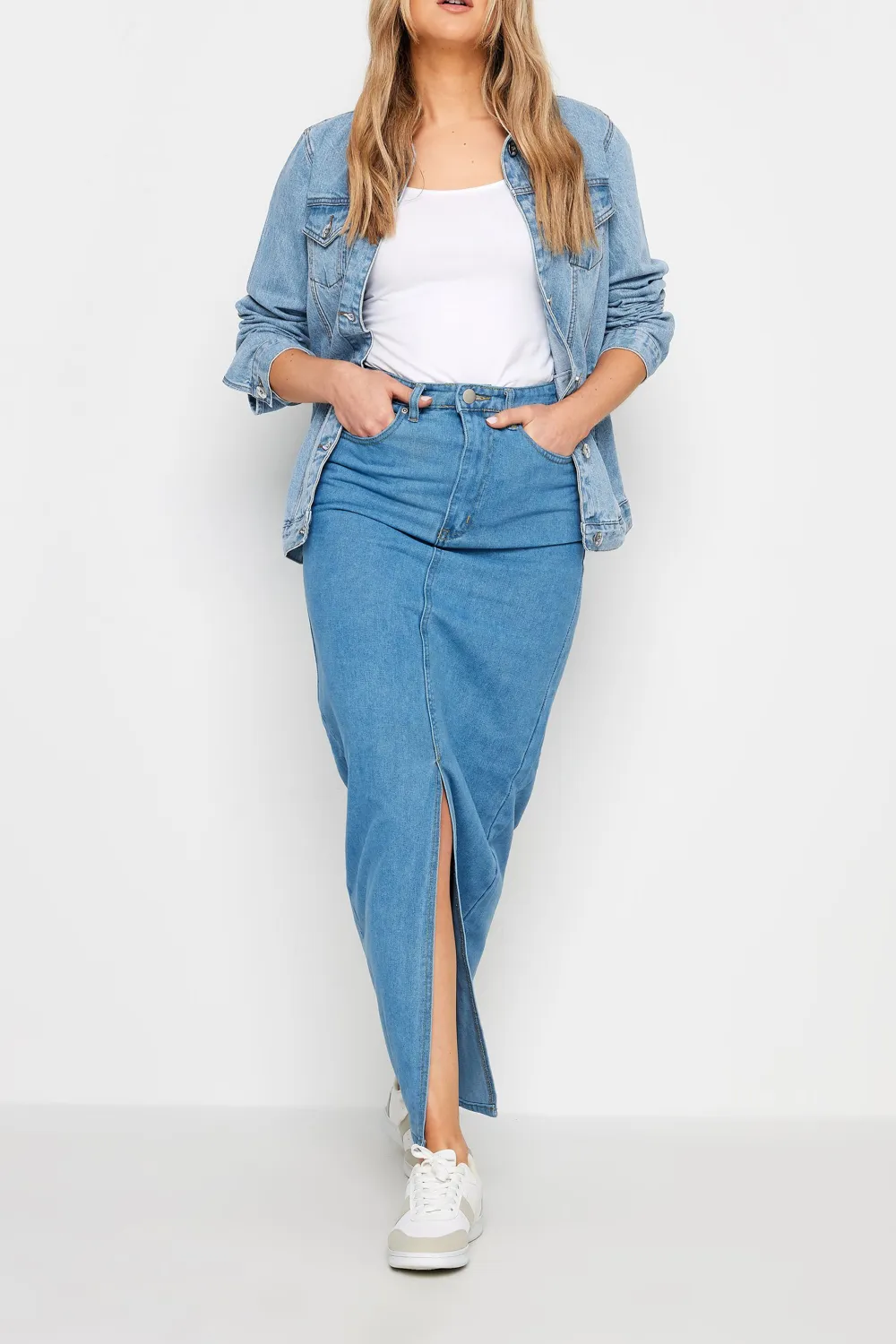 Long Sleeve Blue Mid Wash Denim Jacket