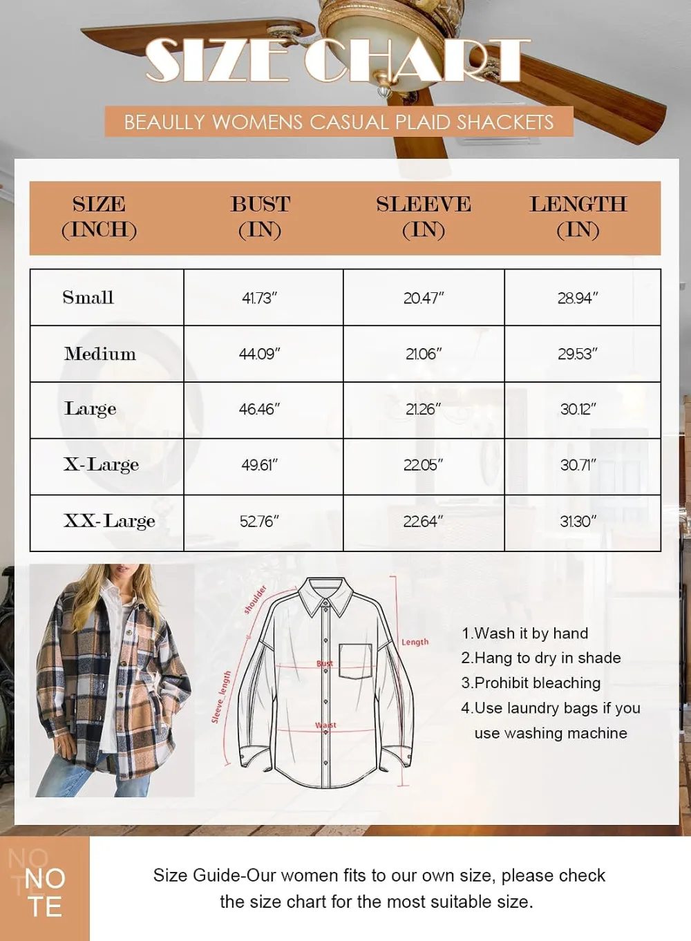 Women's Flannel Plaid Shacket Long Sleeve Button Down Chest Pocketed Shirts Jacket Coats