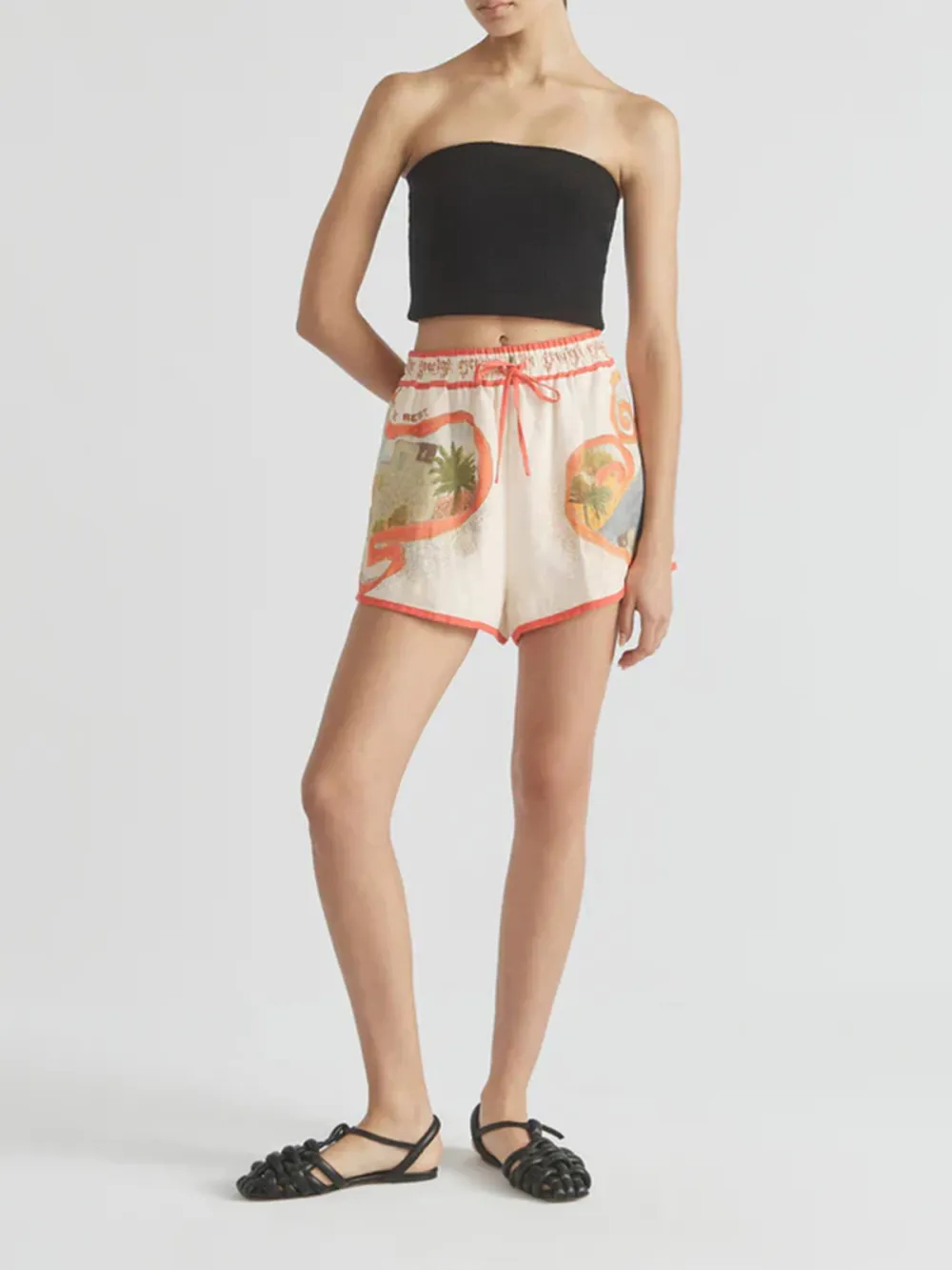 Casual Style Multi Escape Drawstring Short