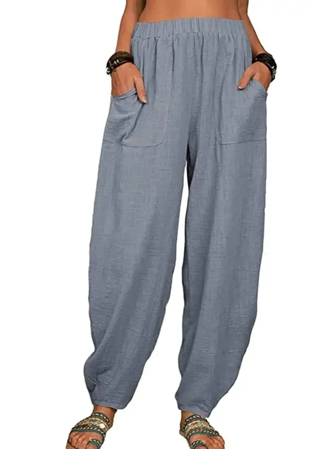 Women's Casual Pocket Loose Trousers