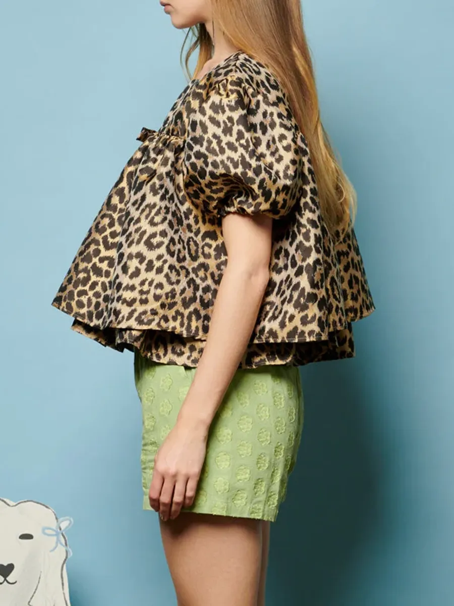 Chill Free Leopard Jacquard Top