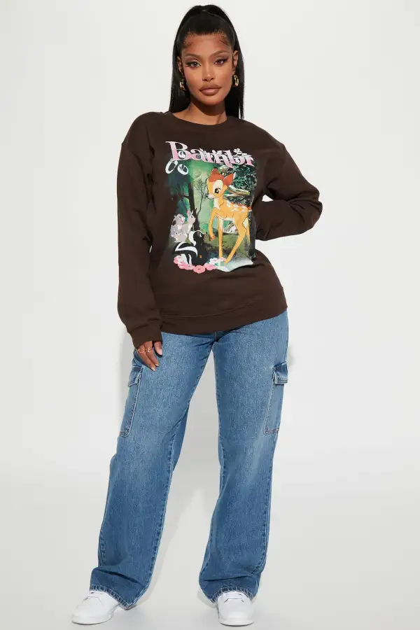 Bambi Crew Neck Sweatshirt - Brown