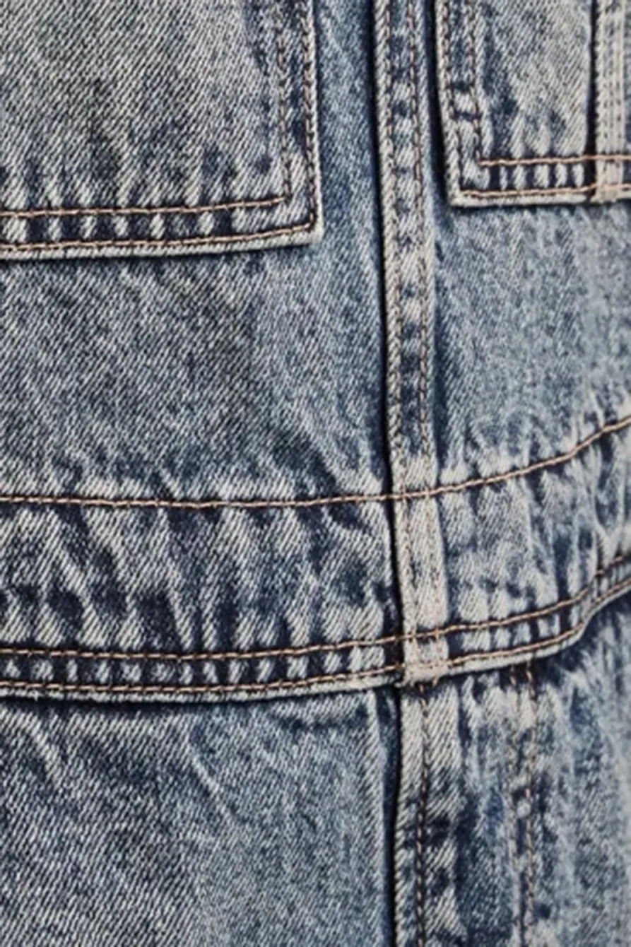 Electrified Wash Denim Overall  Midi Dress