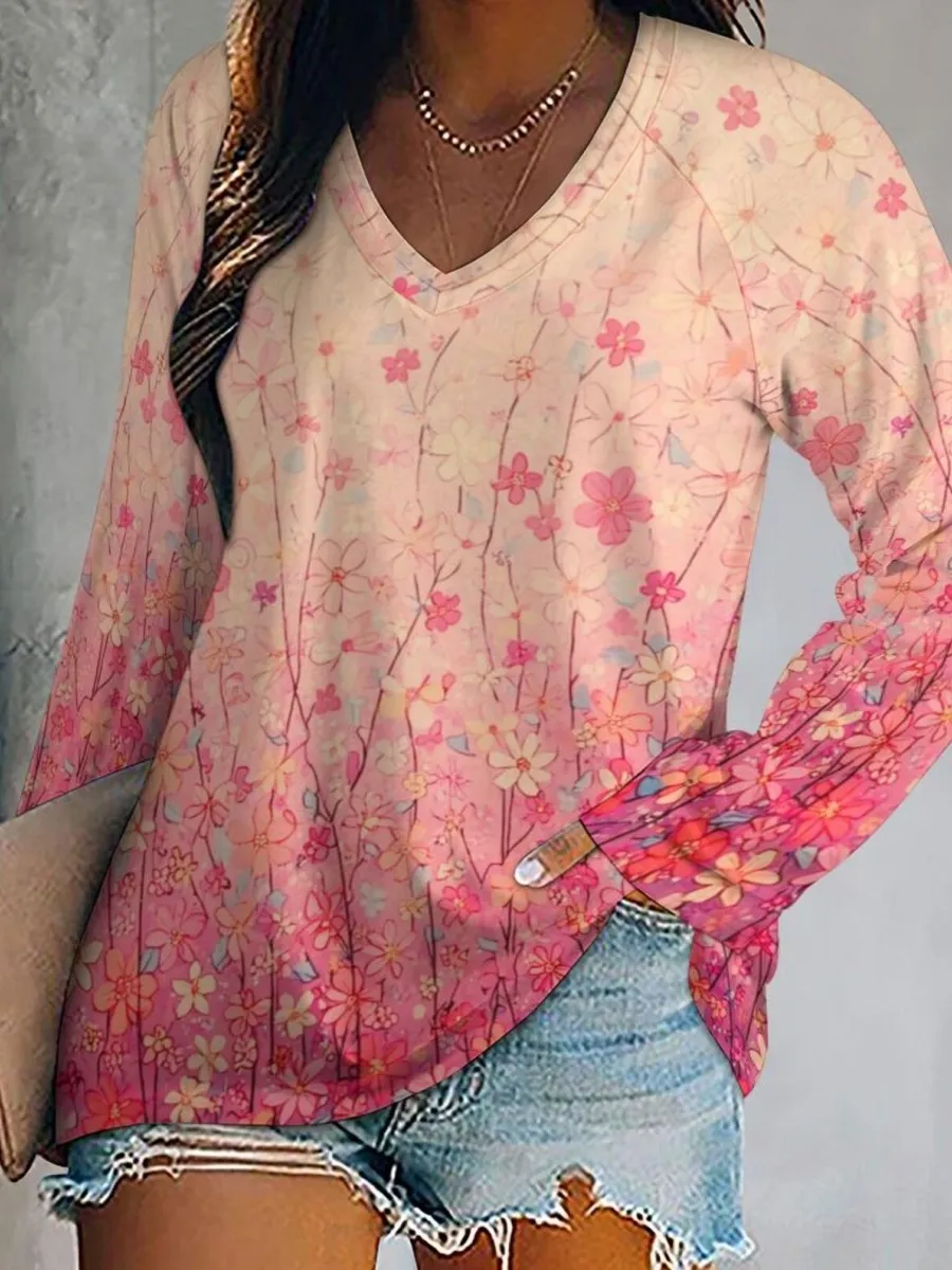 Sweet Floral Raglan Top