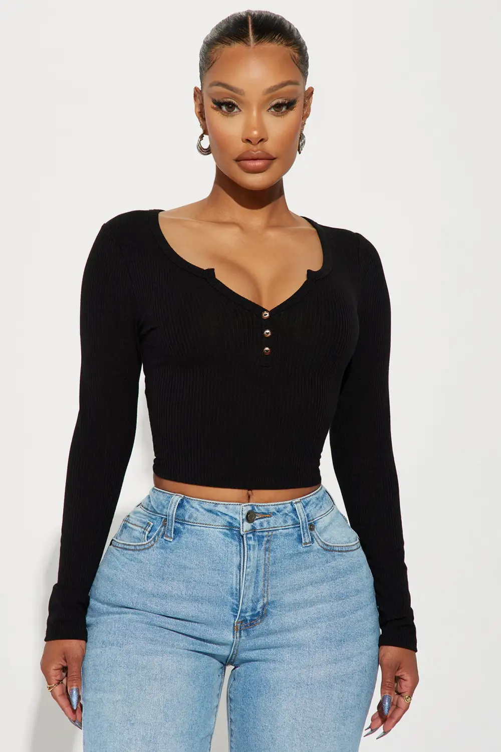Lora Long Sleeve Top - Black
