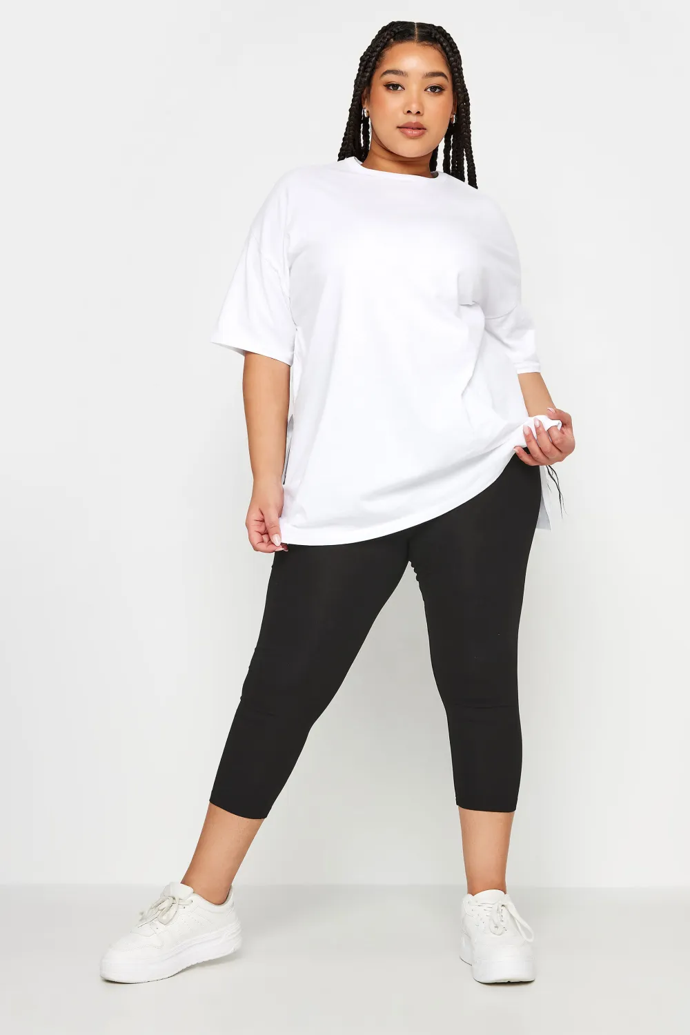 YOURS Curve 2 PACK Black Butterfly Print Cropped Leggings