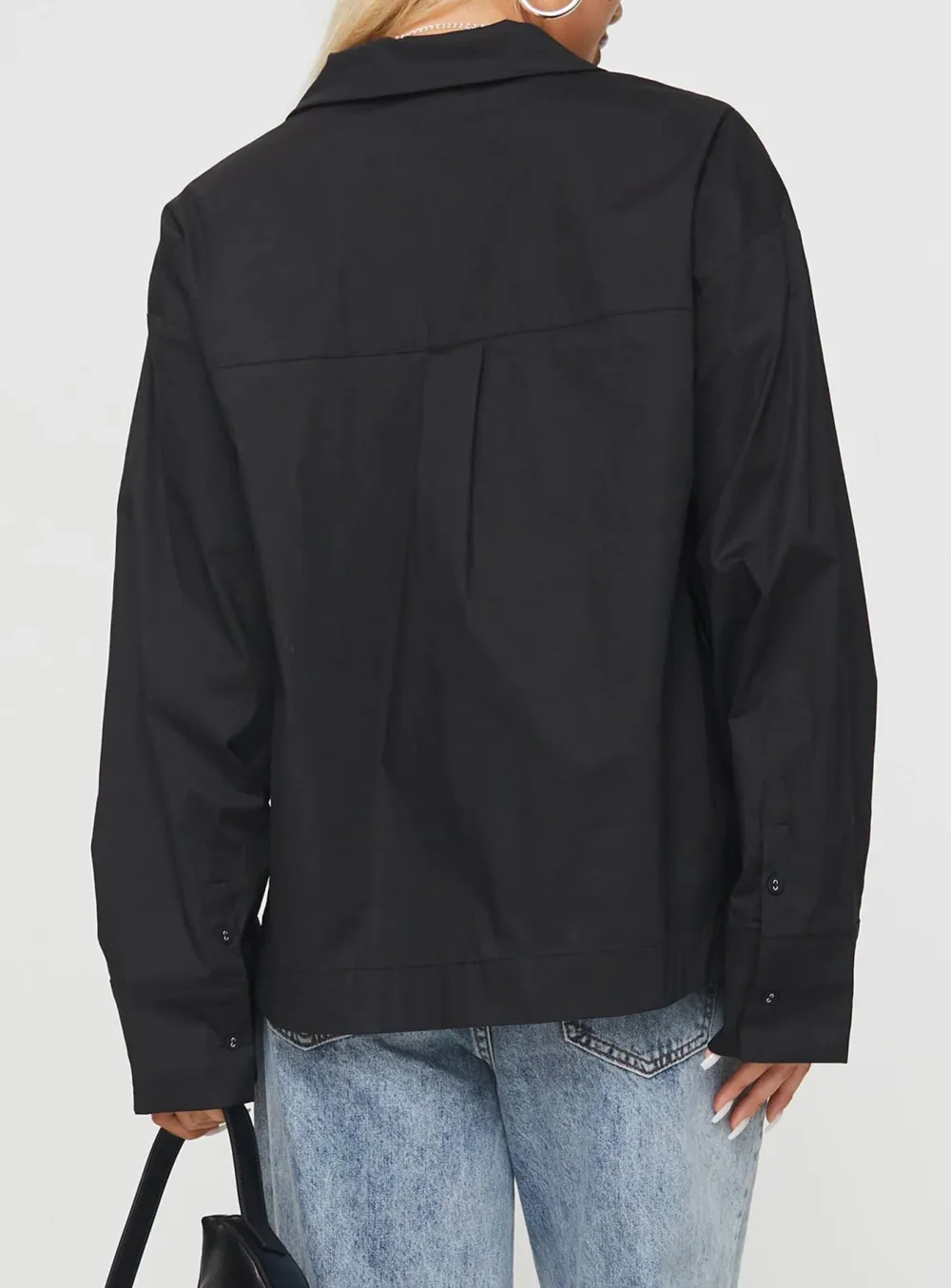 White Mandarin Collar Tie Front Shirt