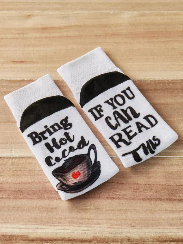 If You Can Read This Casual Letter Print Cotton Socks