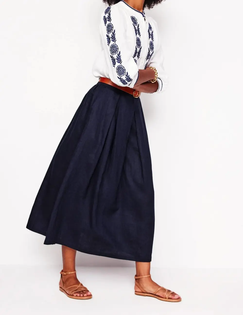 Linen Midi Skirt