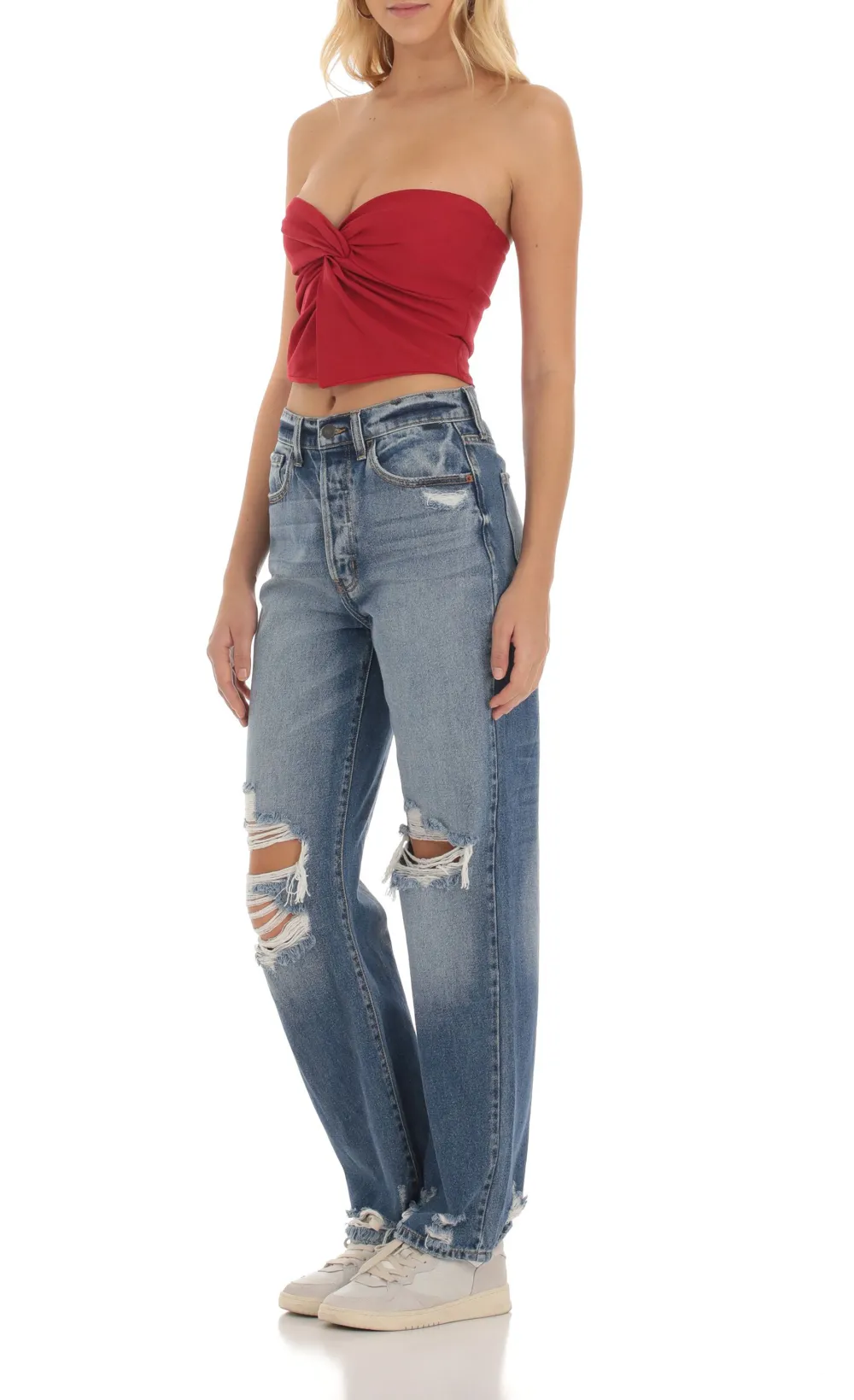 Distressed Jeans in Faded Denim