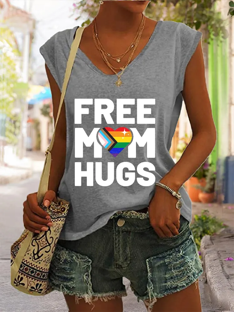 Women's Gay Day Free Mom Hugs V-neck Vest
