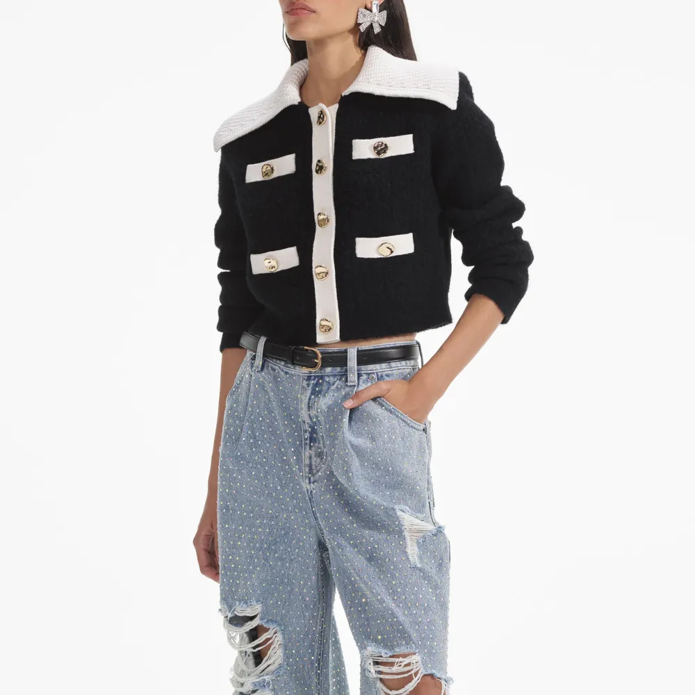 Black Cashmere Blend Cardigan