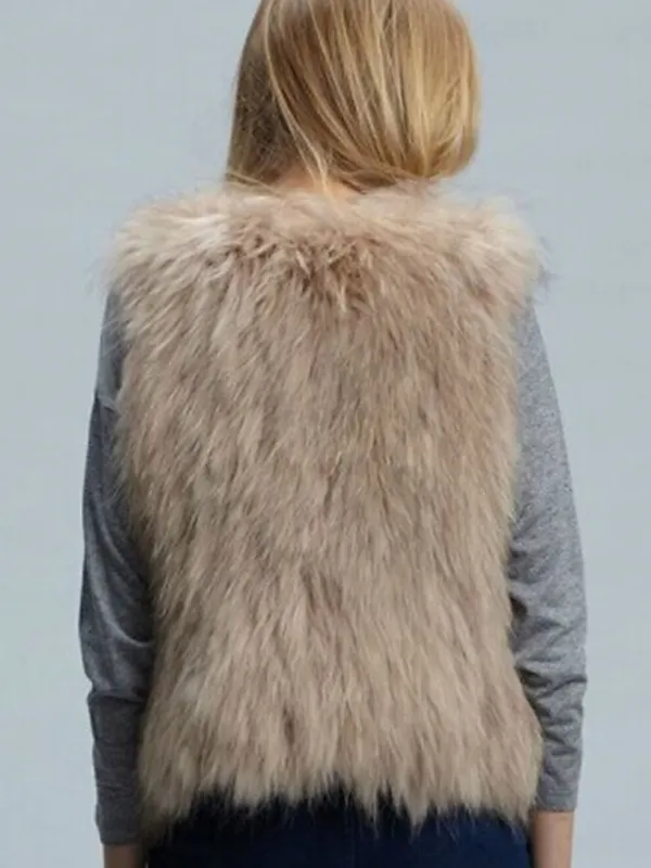 Women's Vest Wedding Daily Weekend Winter Regular Coat V Neck Regular Fit Jacket Sleeveless White Black Camel