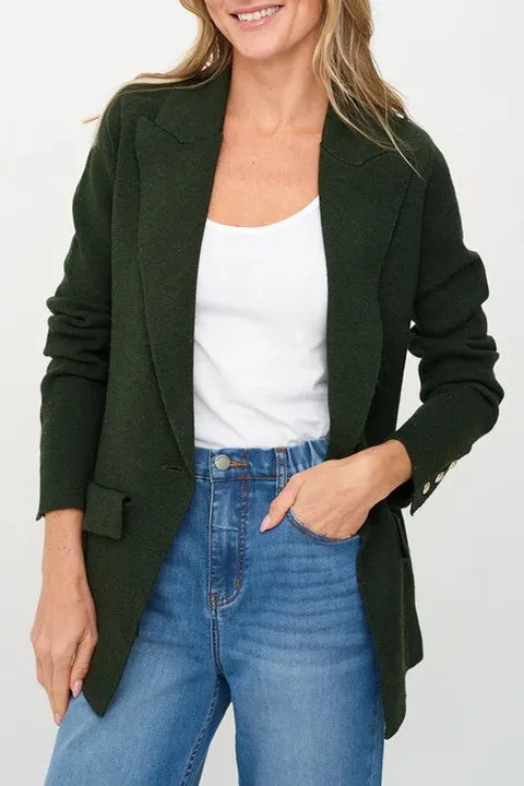 Dark Green Tailored Knit Blazer