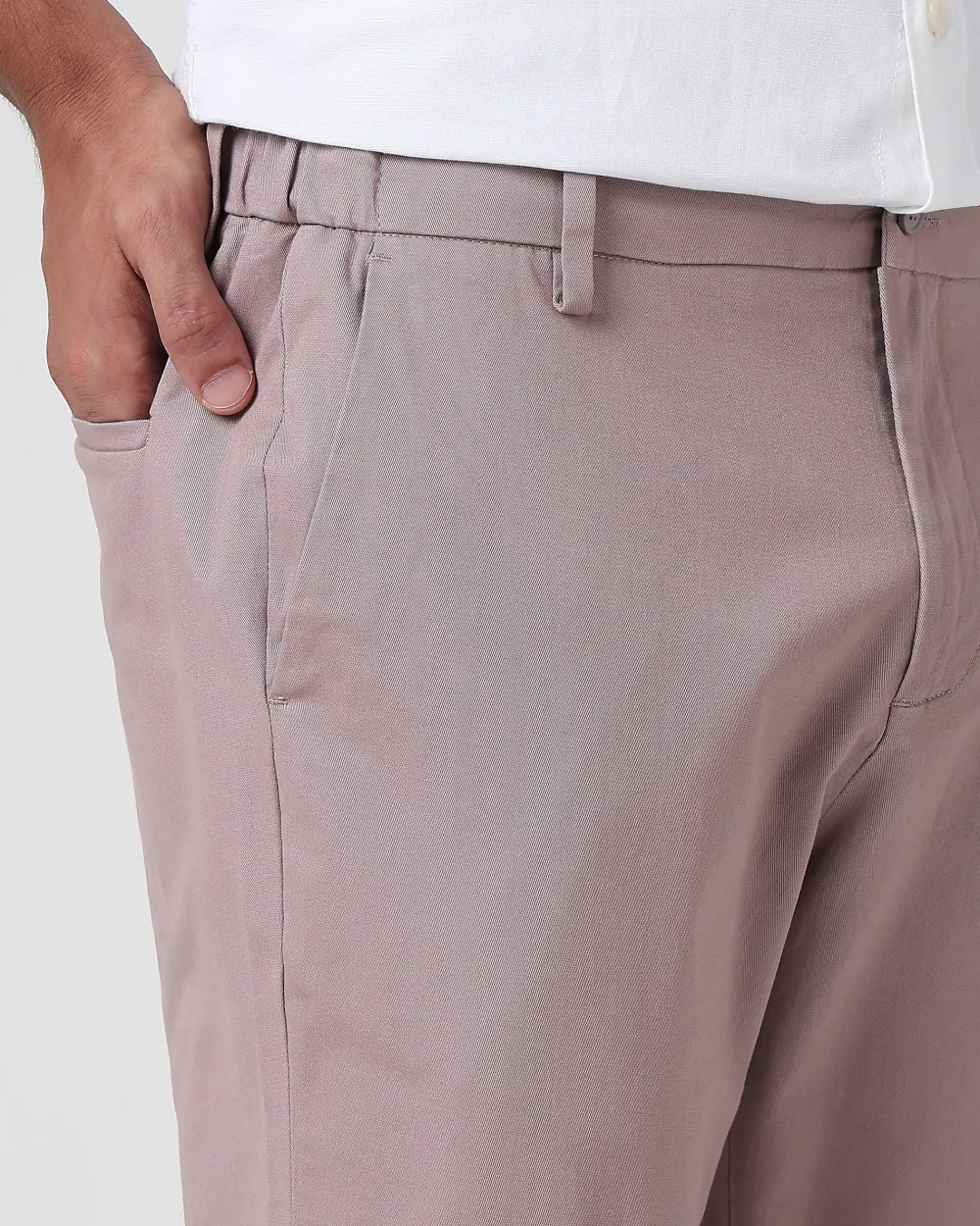 Classic Versatile Slim-Fit Straight-Leg Pink Trousers