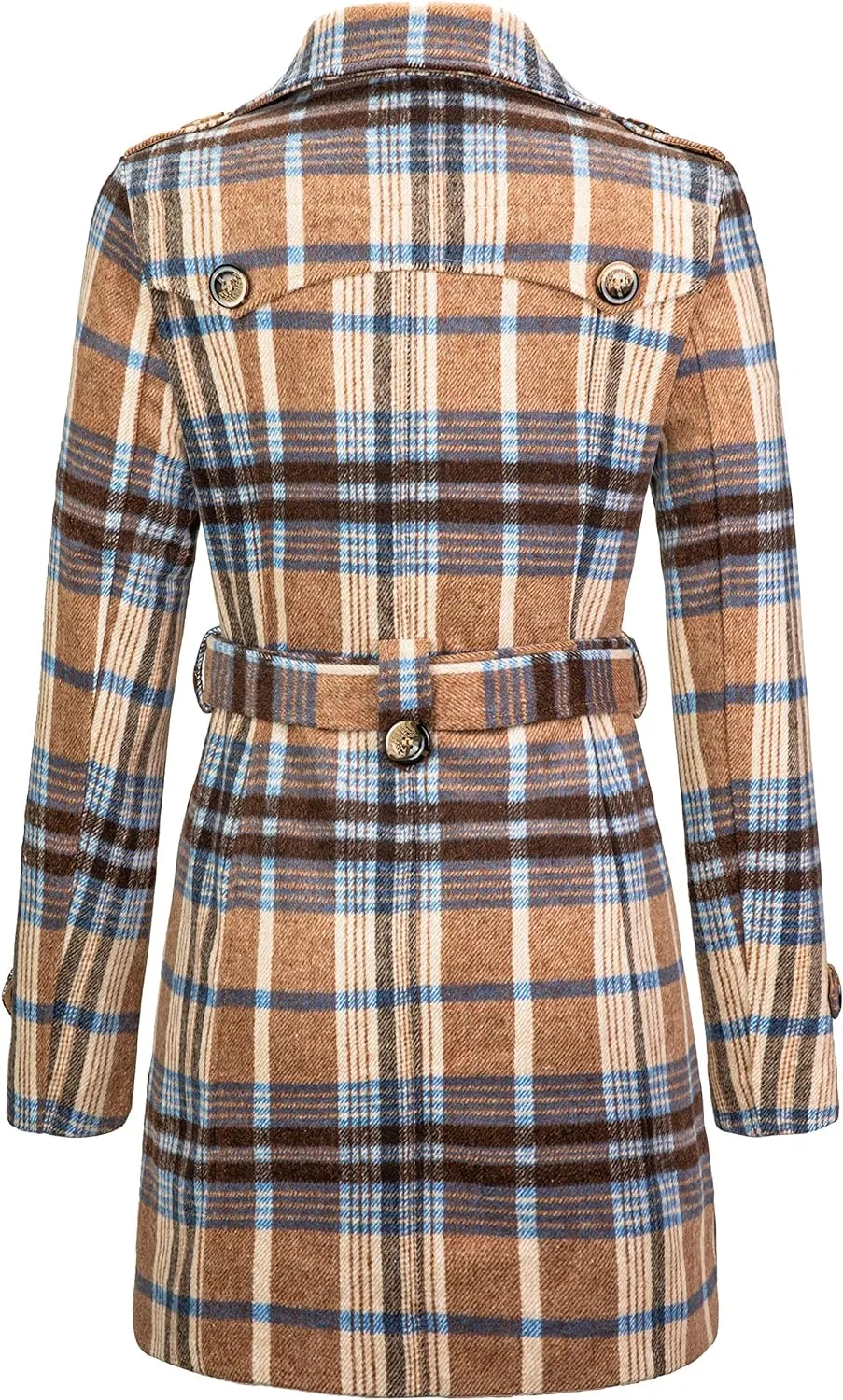 Women's Double Breasted Pea Coat Winter Mid-Long Trench Coat with Belt