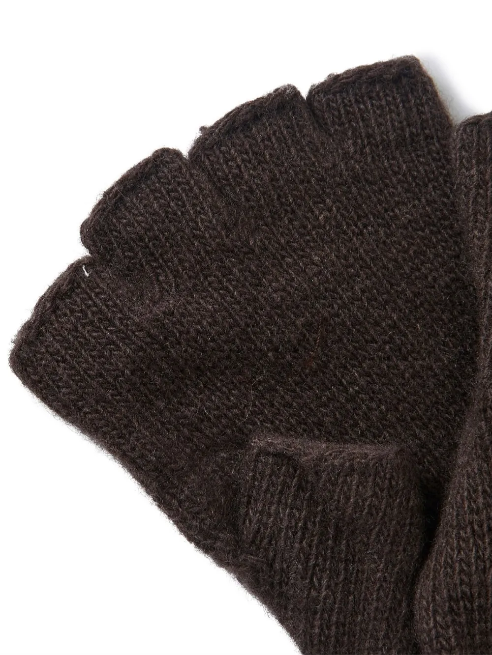Brown Knitted Fingerless Gloves