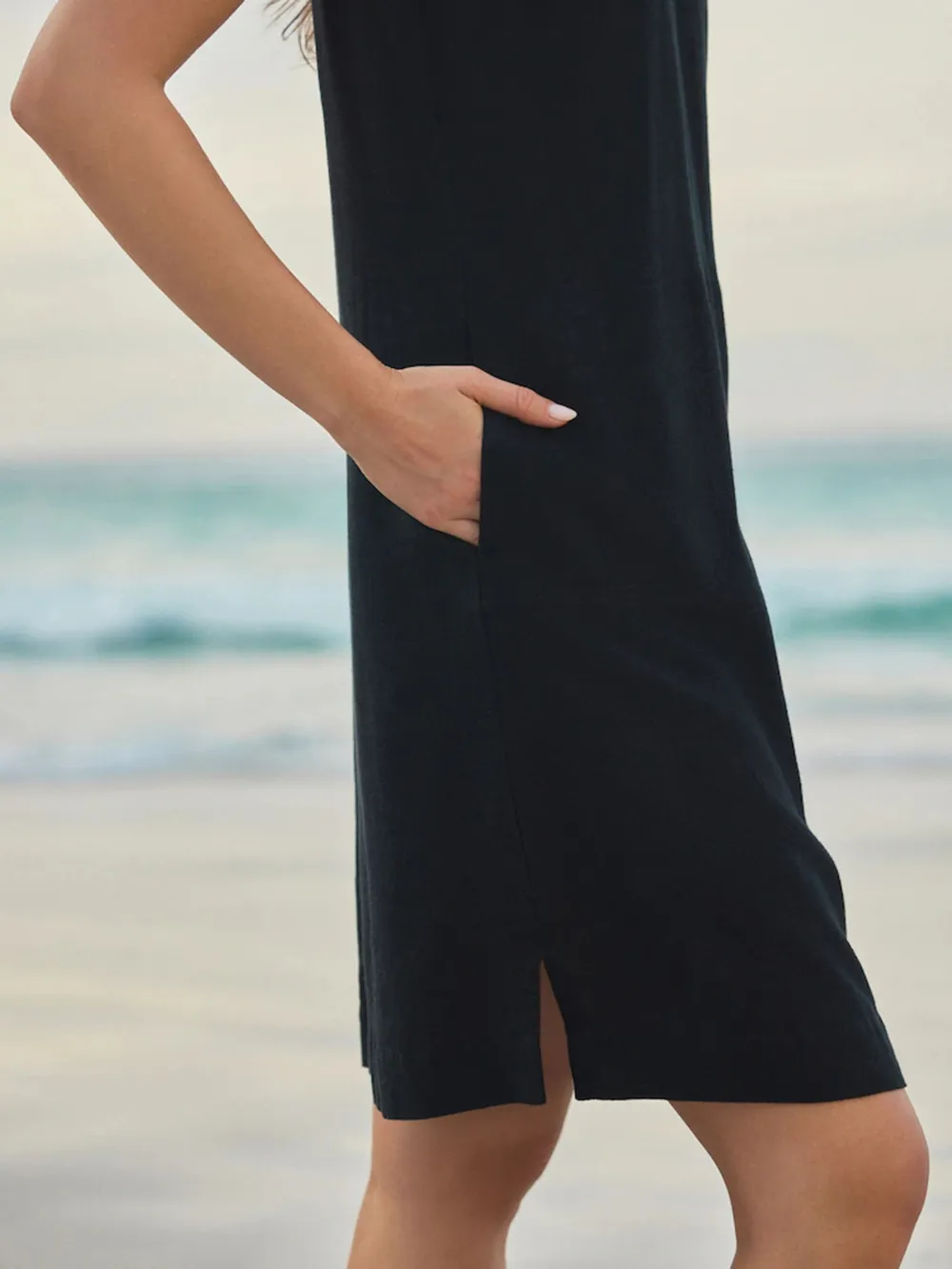 Daily Comfortable Linen Slim Dress T-Shirt Dress