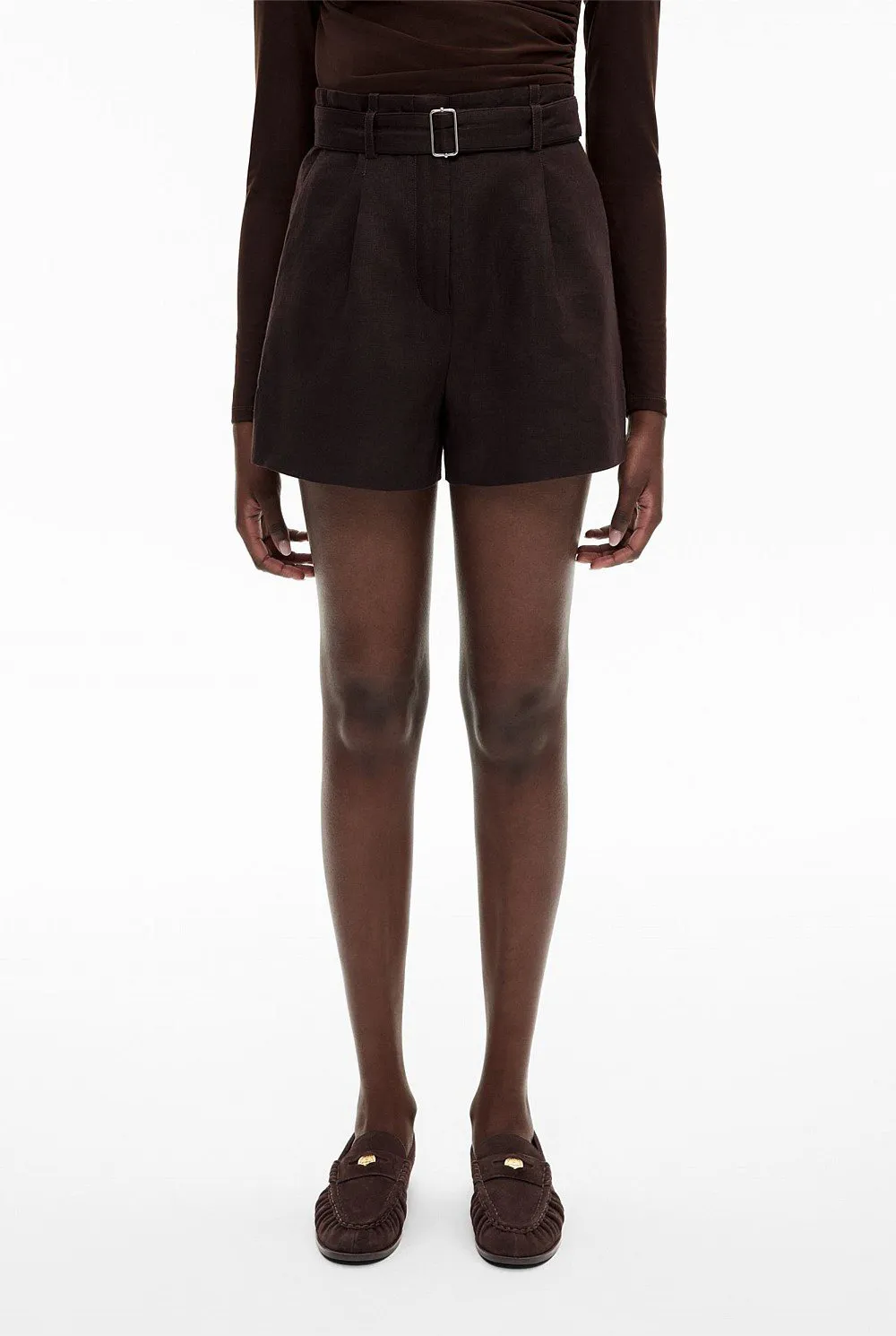 Ladies' Linen Waist-Cinching Short Pants