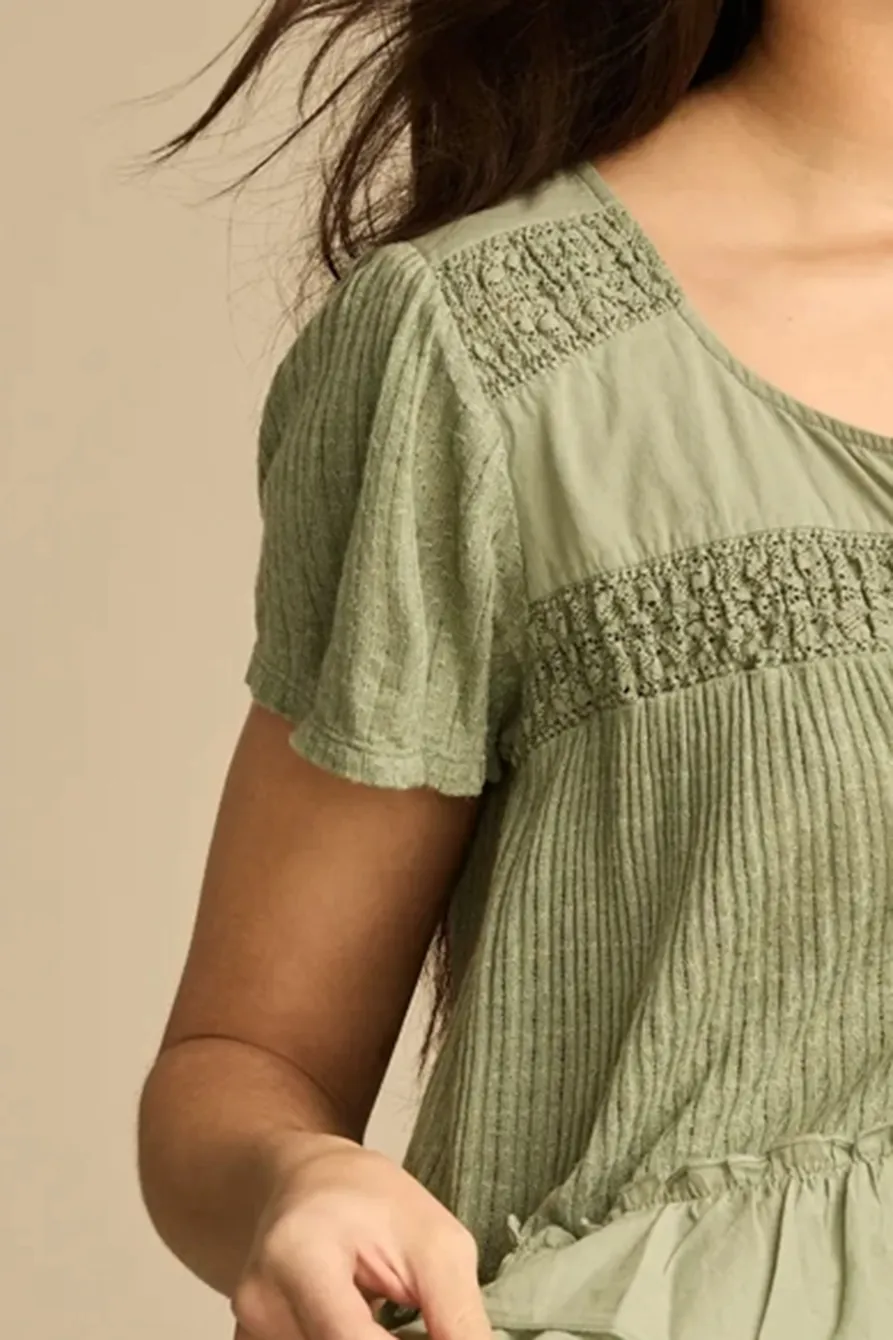 Lily Pad Smocked Lace Tee