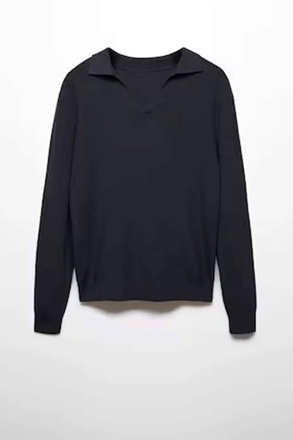 Ribbed Knit Polo Shirt