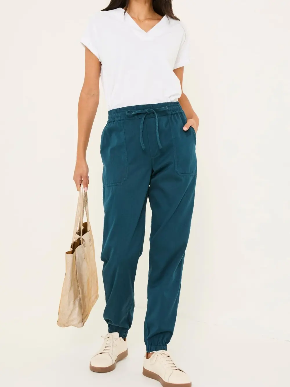 Blue Cuffed Cotton Joggers