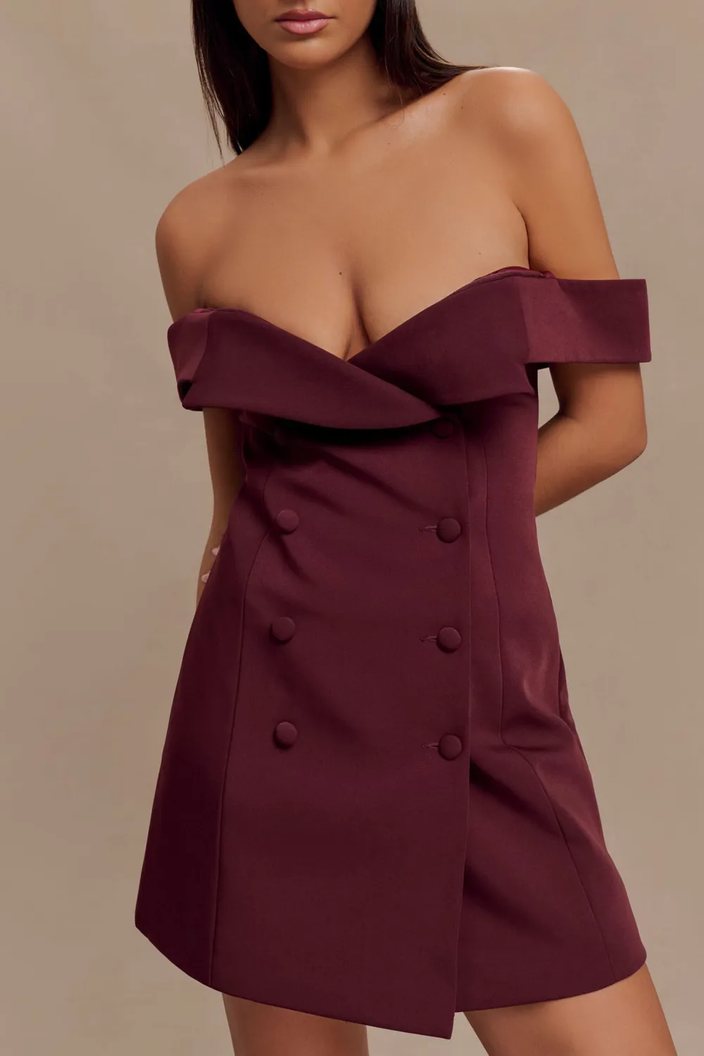 Off Shoulder Suiting Mini Dress