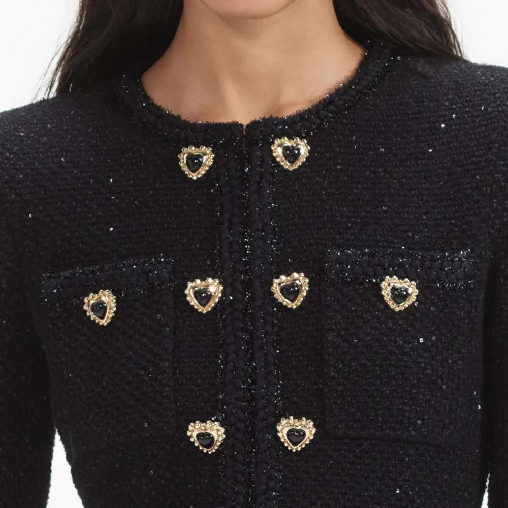 Black Buttoned Knit Mini Dress