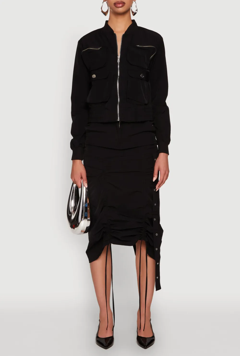 Mid Length Slit Skirt