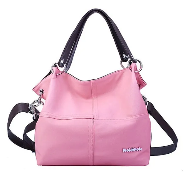 Women's Handbag Tote PU Leather Daily Zipper Solid Color Black Pink Green