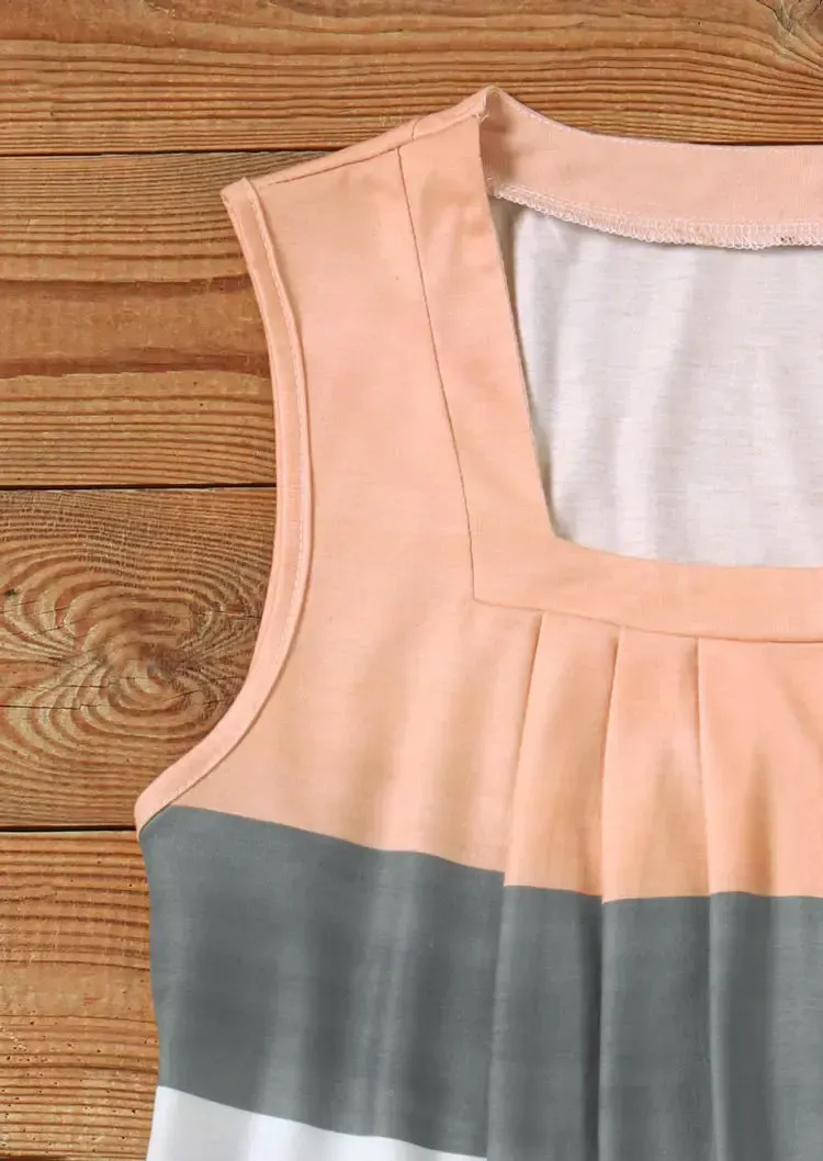Color Block Ruffled Square Collar Tank