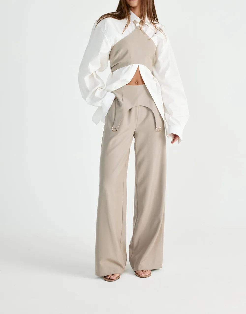 Designer High-Waist Wide-Leg Pants