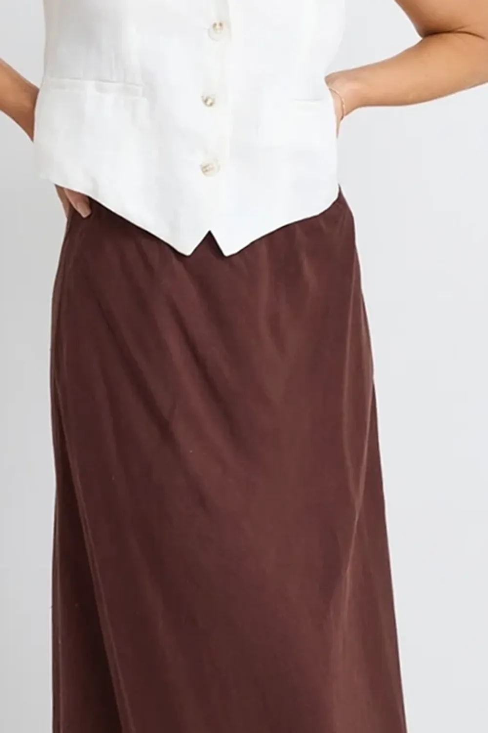 Linen Floaty Bias Cut Maxi Skirt