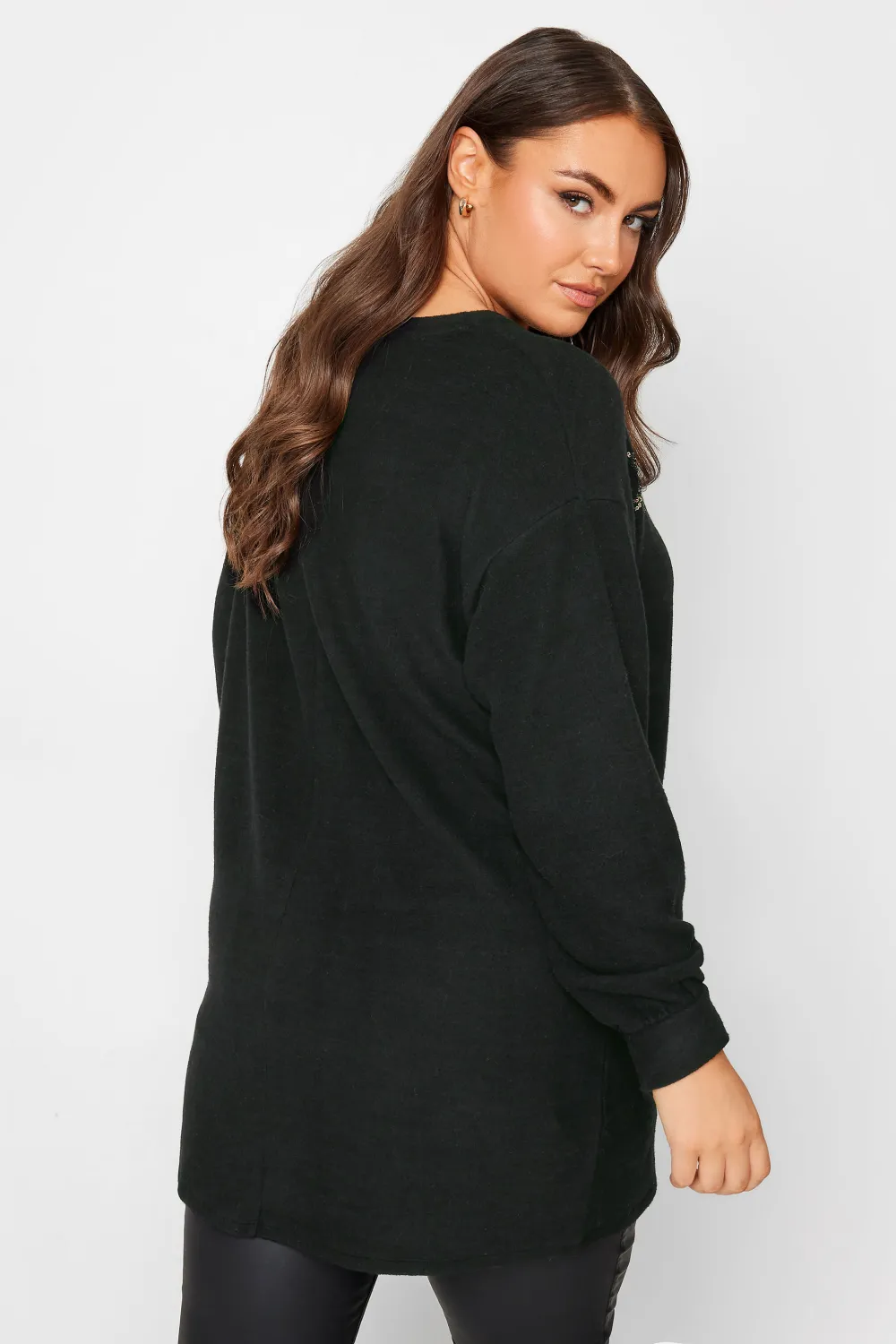 YOURS Curve Black Sequin Star Print Jumper