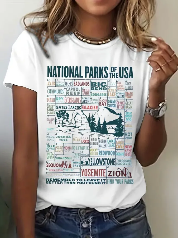 T-Shirt Women Women'S 63 National Parks Printed T-Shirts