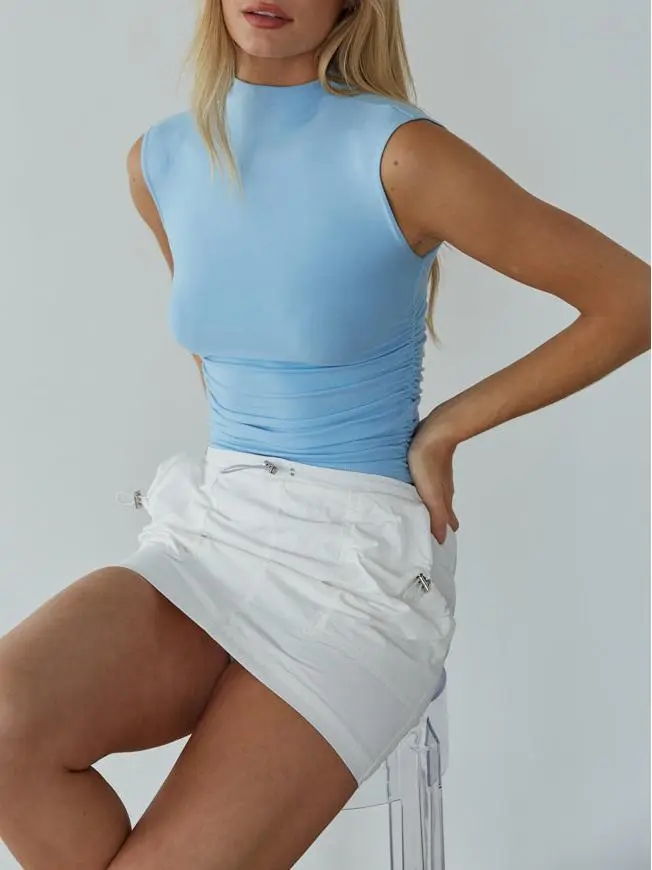 Taylor Ruched High Neck Tank Top