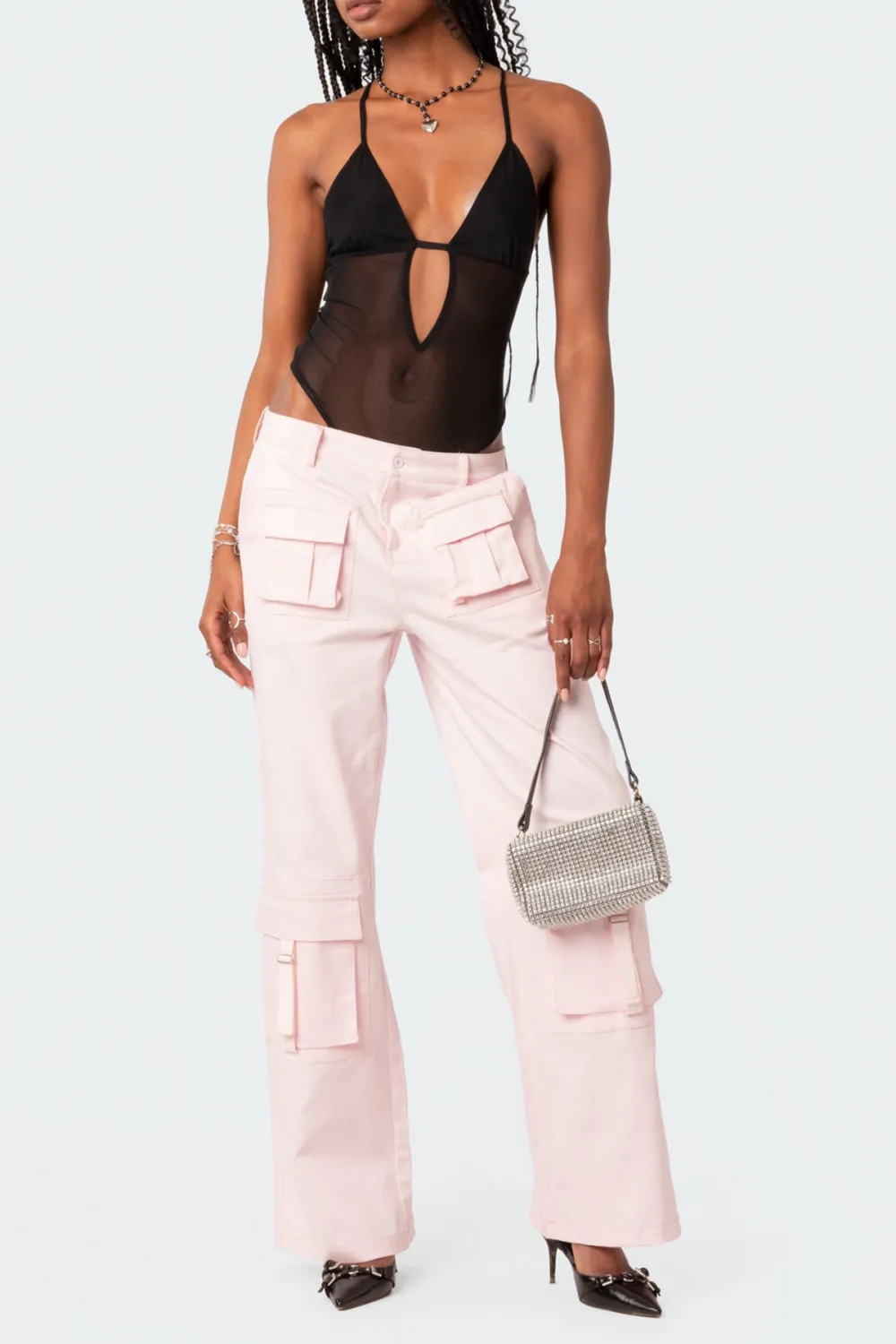 Open Back Sheer Mesh Bodysuit