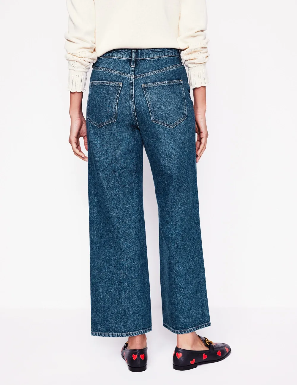 High Rise Straight Crop Jeans -Mid Vintage