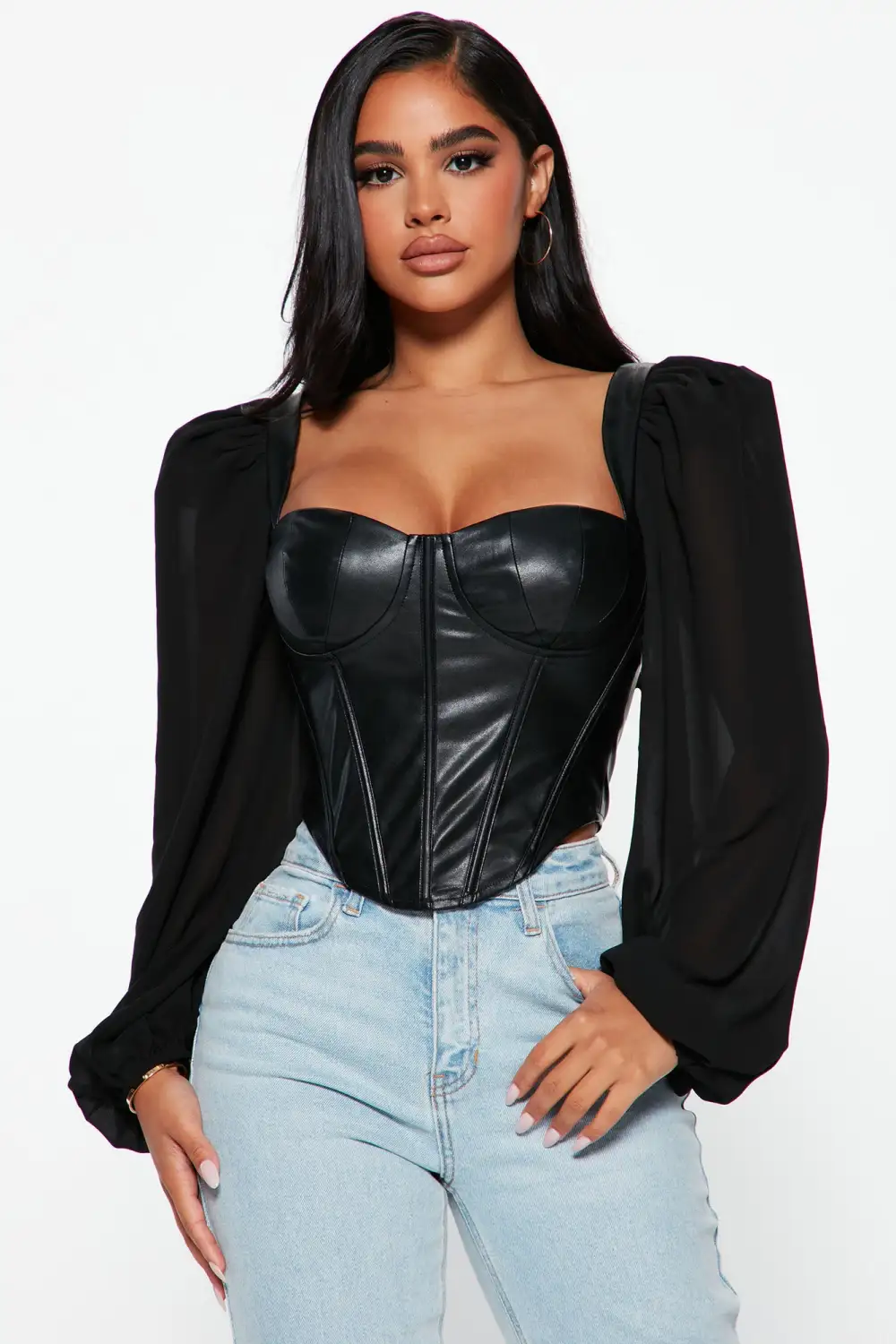Handle It PU Corset Top - Black