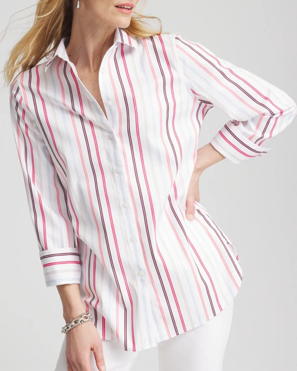 Pink and White Striped Shirt