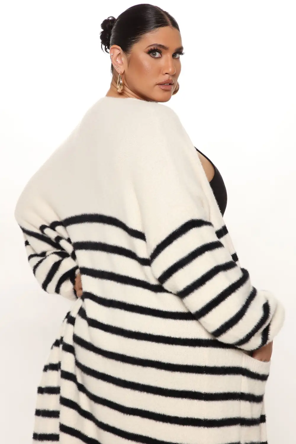 Feelin' Fine Striped Cardigan - Cream/combo