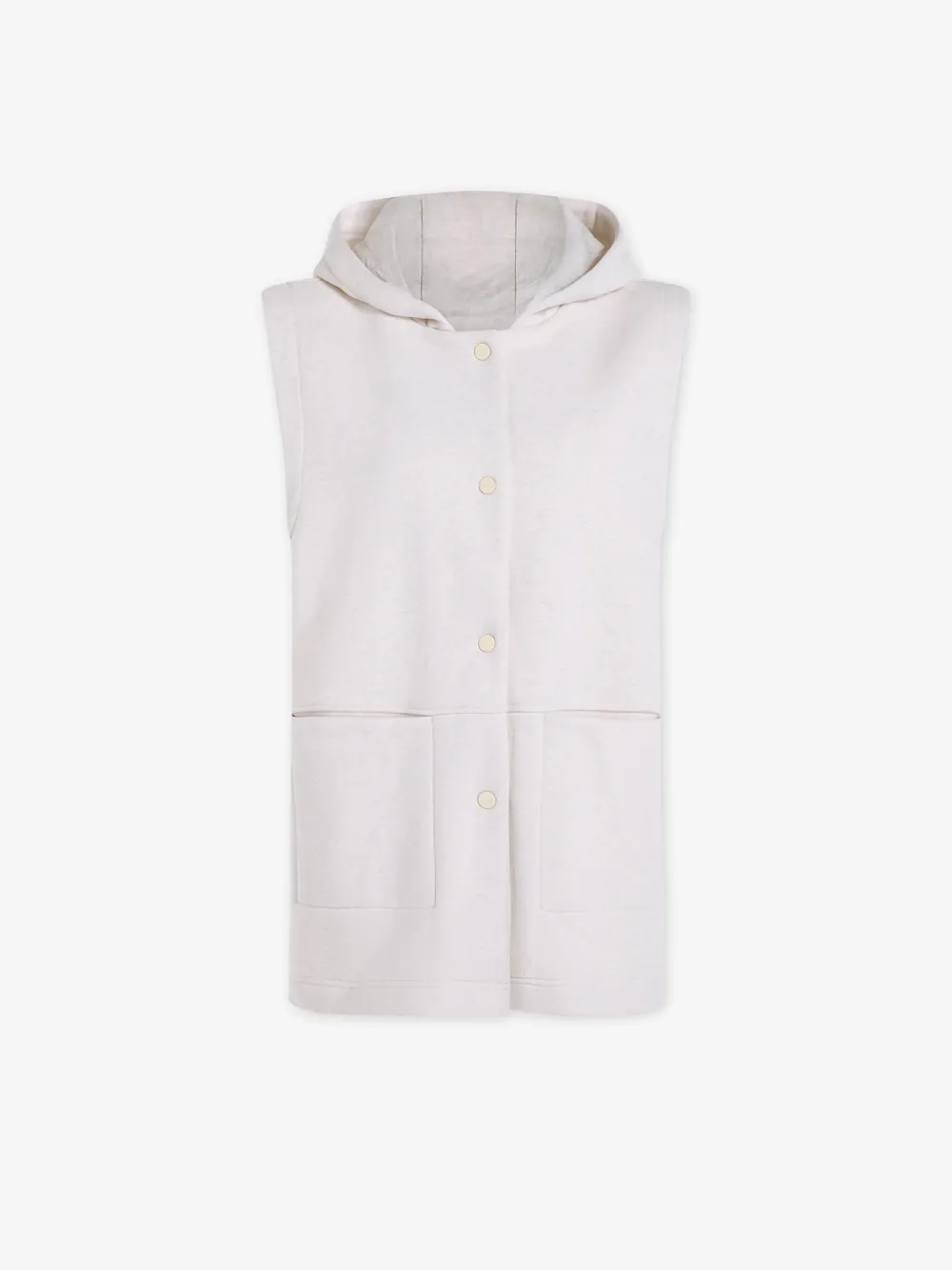 Elegant Sleeveless Buttoned Pocketed Sweatshirt