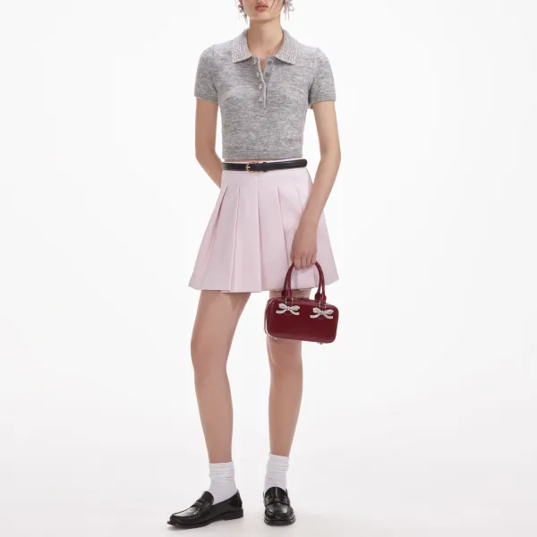 Grey Melange Diamante Knit Top