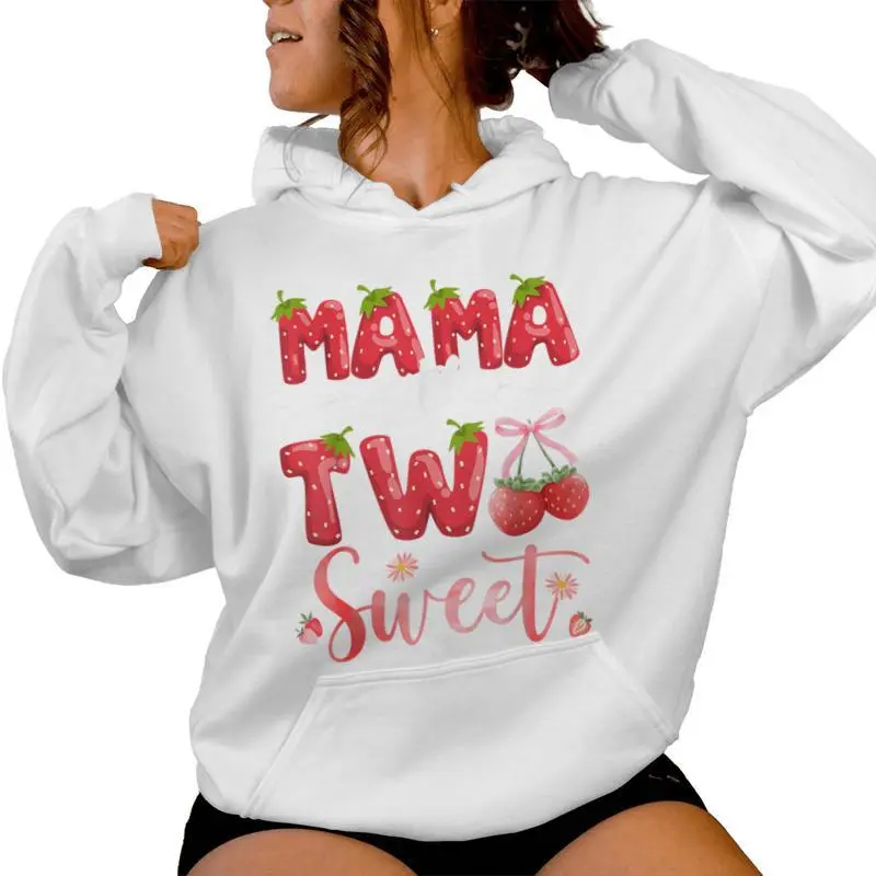 Mama Of The Two Sweet 2Nd Birthday Girl Strawberry Women Hoodie