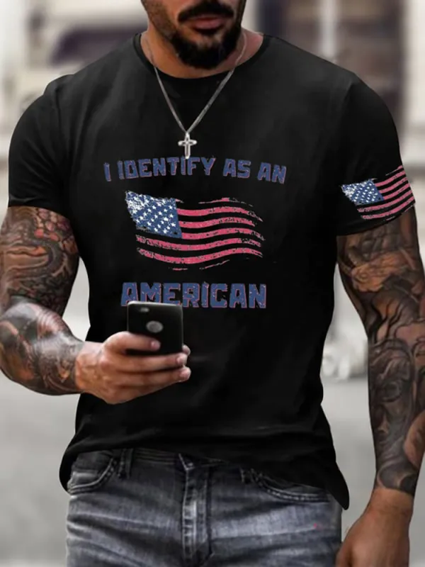 Men'S Shirt I Identify As An American Short-Sleeved T-Shirt