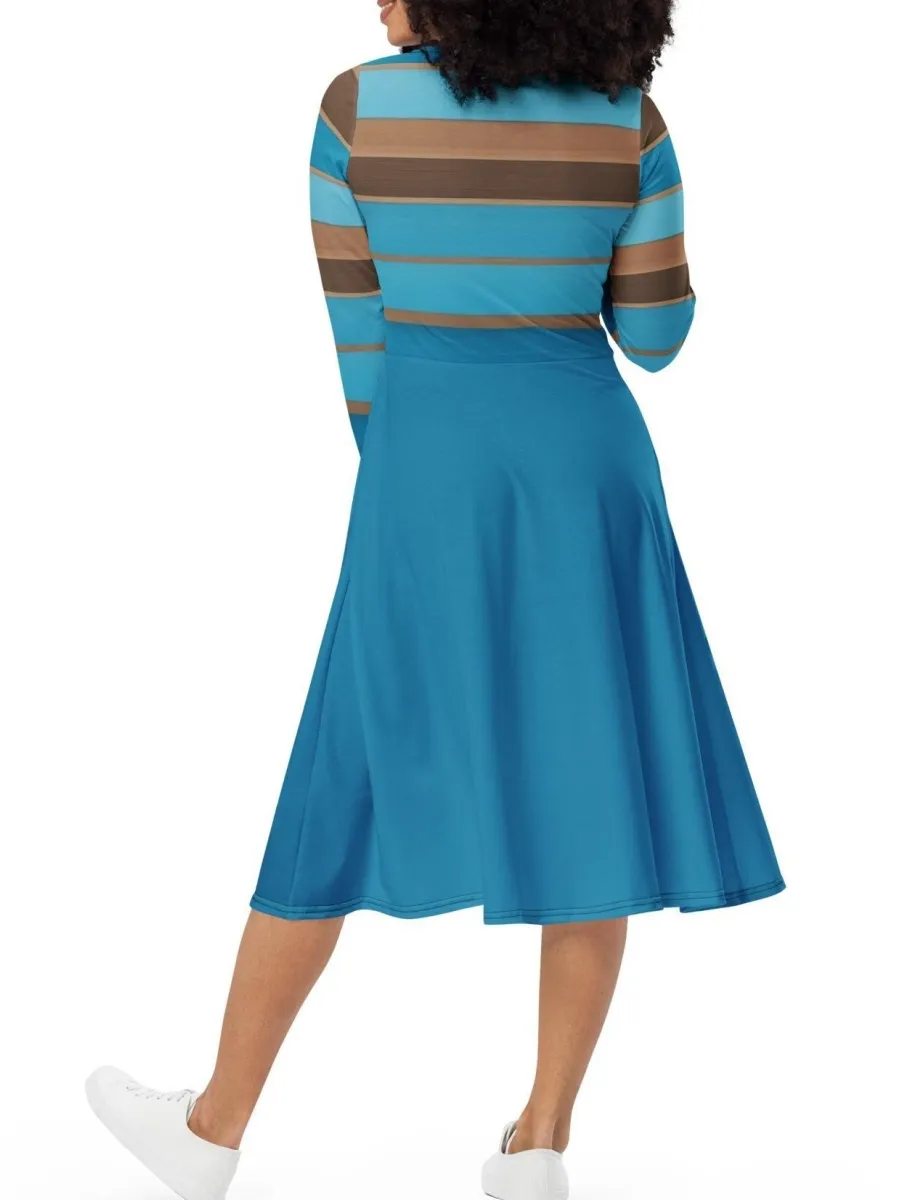 Horizontal Stripe Midi Dress